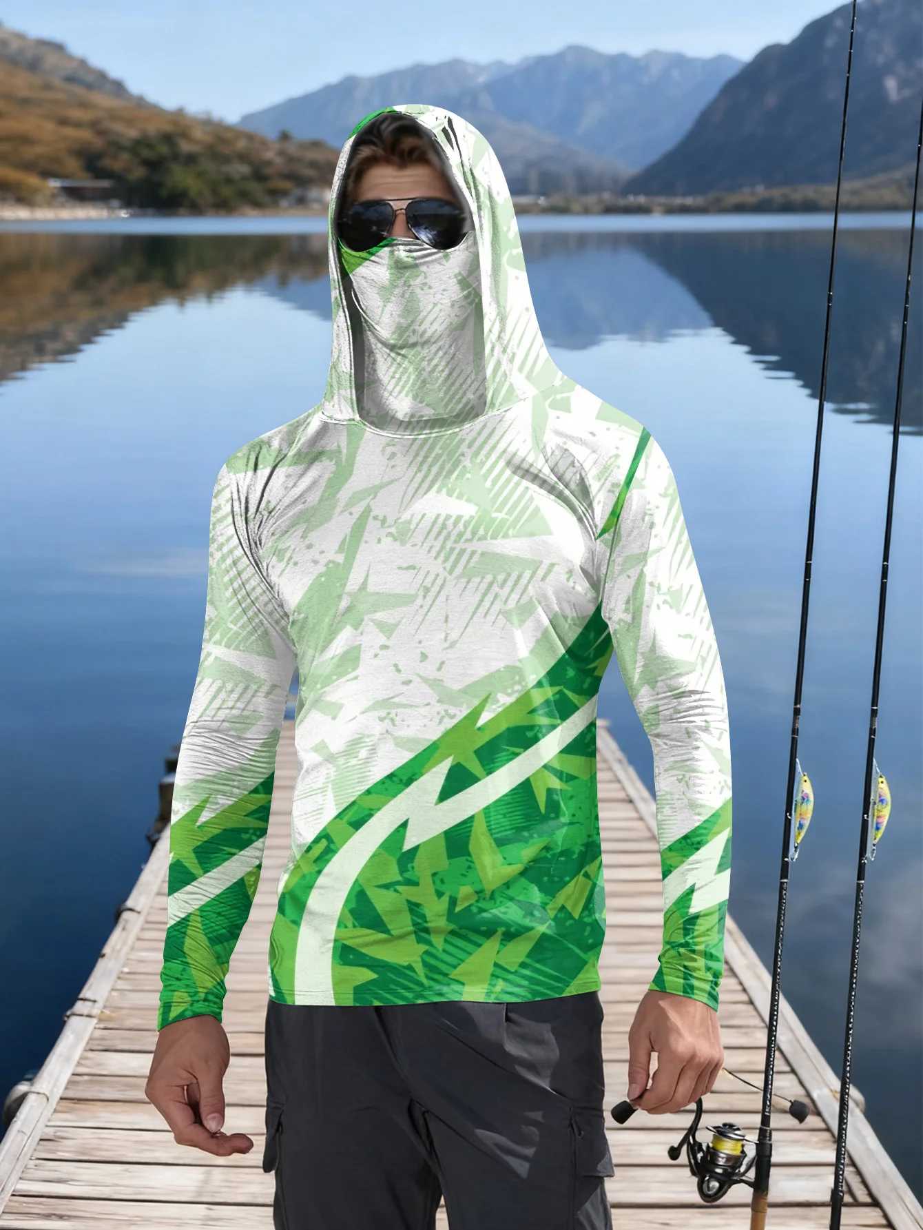 Mens Fishing Shirt Hooded UPF  - Hiking 评论和价格