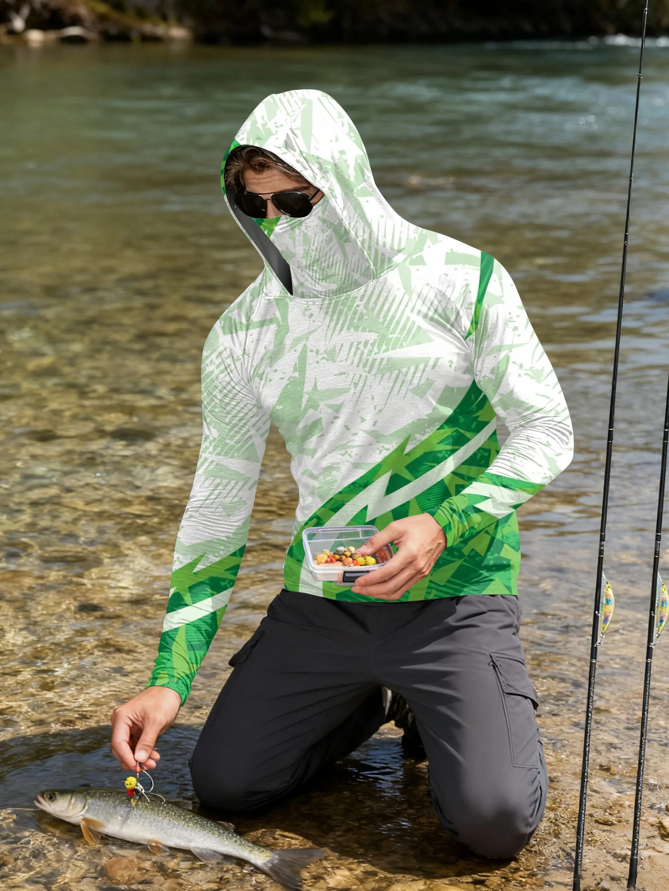 Mens Fishing Shirt Hooded UPF  - Hiking 评论和价格