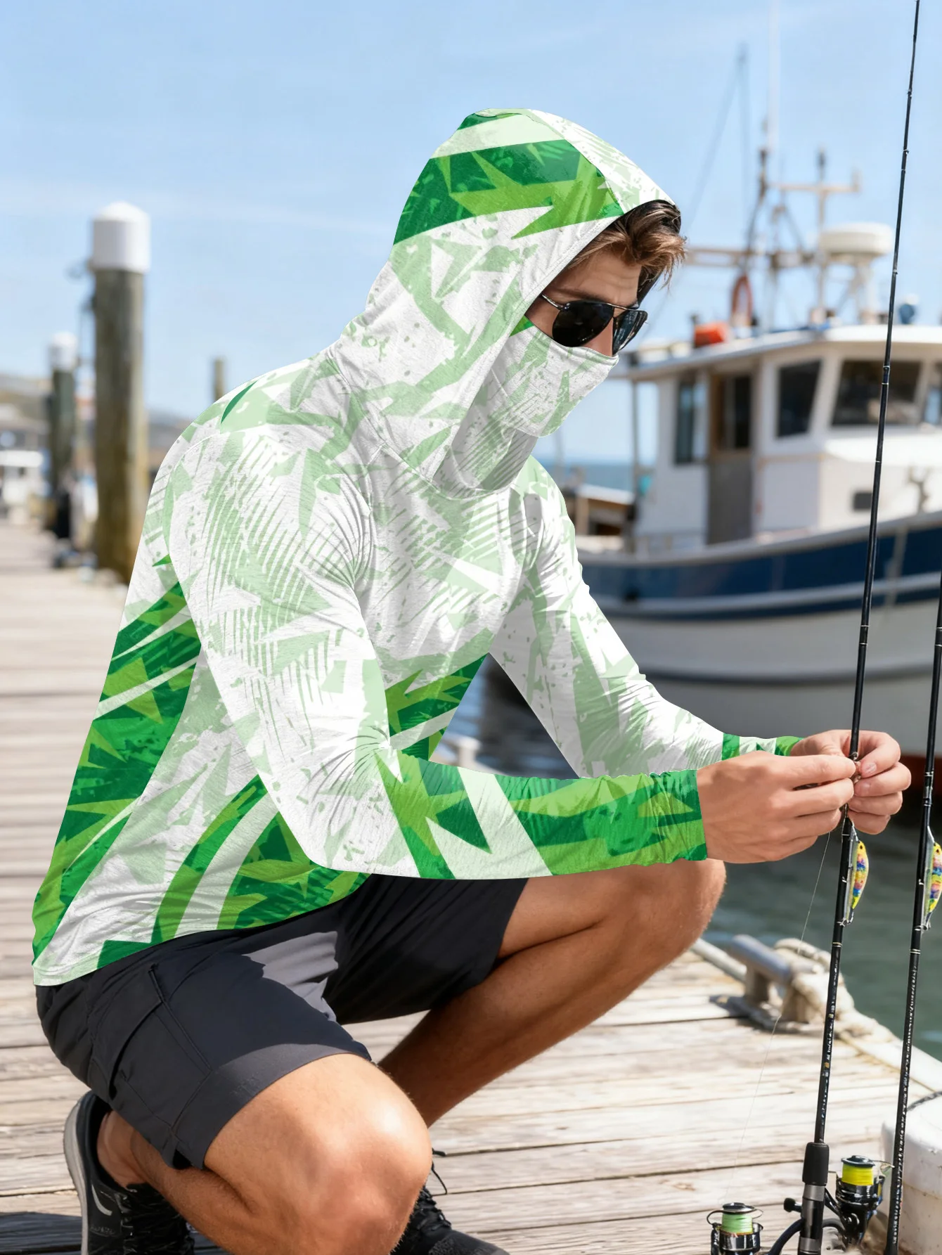 Mens Fishing Shirt Hooded UPF  - Hiking 评论和价格